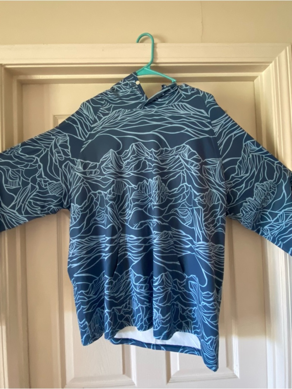 Blue Patterned Men's Sun Hoodie